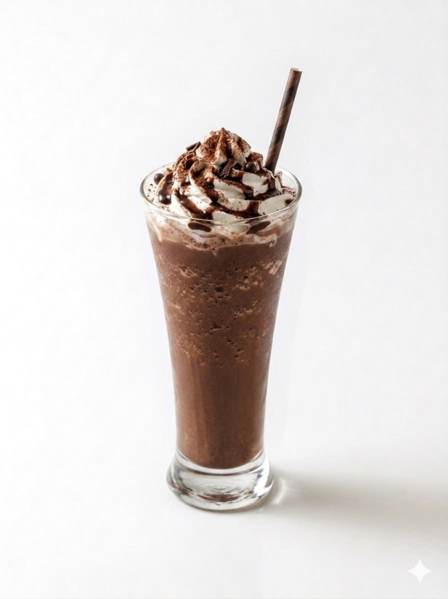 Eiskaffee mit Vanilleeis und Sahne im Glas